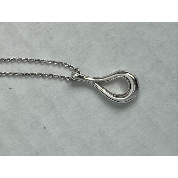 Retired Tiffany & Co Elsa Peretti Open Teardrop Pendant Necklace - Silver - Picture 5 of 16